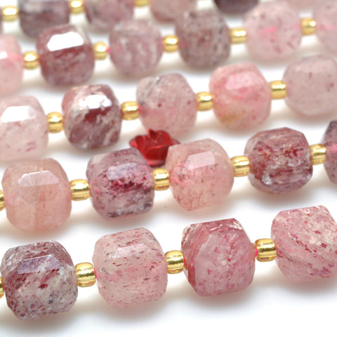 Natural Strawberry Quartz Lepidocrocite  Stone faceted Cube beads wholesale loose gemstone for jewelry making bracelet DIY