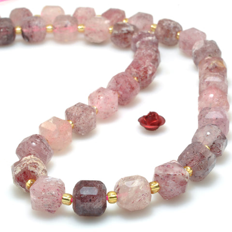 Natural Strawberry Quartz Lepidocrocite  Stone faceted Cube beads wholesale loose gemstone for jewelry making bracelet DIY