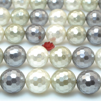 Mixed color Shell Pearl faceted round beads gemstone wholesale jewelry making bracelet necklace diy