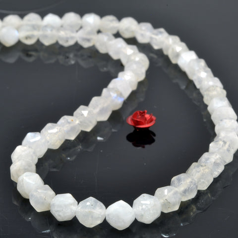 Natural rainbow moonstone diamond faceted round loose beads white gemstone wholesale for jewelry making bracelet diy