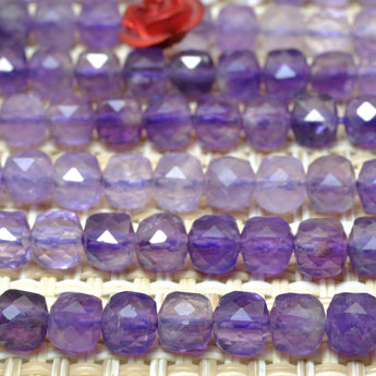 Natural Amethyst faceted cube beads wholesale loose gemstone purple stone for jewelry making bracelet necklace DIY