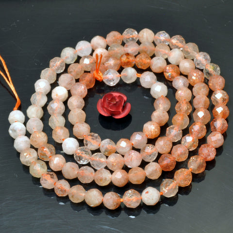Natural Orange Golden Sunstone faceted round beads wholesale gemstone for jewelry making bracelet diy