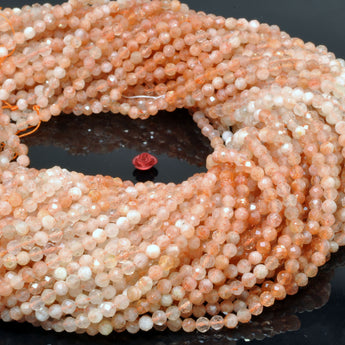 Natural Orange Golden Sunstone faceted round beads wholesale gemstone for jewelry making bracelet diy