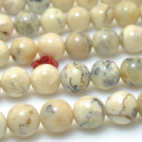 Natural African Opal Stone smooth round beads wholesale gemstone for jewelry making bracelet necklace diy 15"