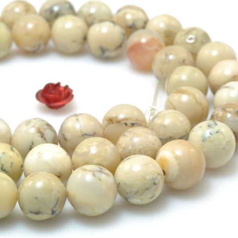Natural African Opal Stone smooth round beads wholesale gemstone for jewelry making bracelet necklace diy 15"
