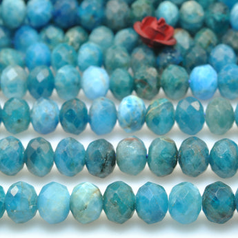 YesBeads natural blue Apatite faceted loose rondelle beads gemstone wholesale jewelry making 15"