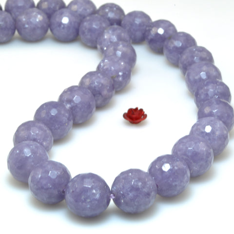 Natural Lepidolite stone faceted round loose beads wholesale gemstone for jewelry making bracelet 12mm