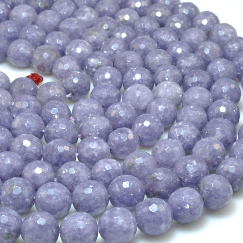 Natural Lepidolite stone faceted round loose beads wholesale gemstone for jewelry making bracelet 12mm