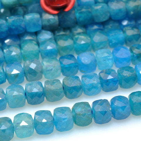 Natural Blue Apatite Stone faceted cube loose beads wholesale gemstone for jewelry making bracelet diy stuff