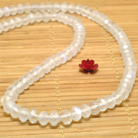 Natural Rainbow Moonstone faceted rondelle beads wholesale gemstone for jewelry making bracelet necklace DIY