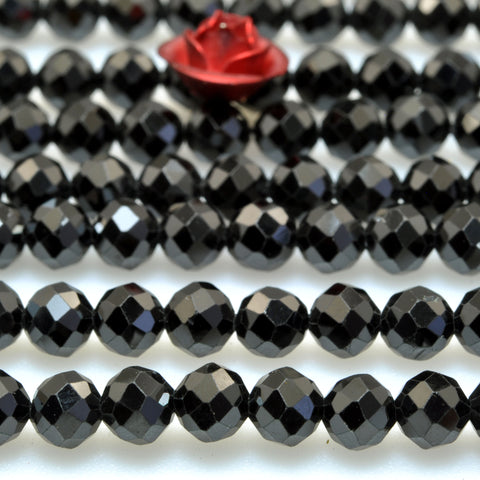 Natural Dainty Black Spinel Stone faceted round beads wholesale loose gemstone for jewelry making minimalist bracelet necklace diy