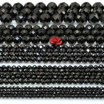 Natural Dainty Black Spinel Stone faceted round beads wholesale loose gemstone for jewelry making minimalist bracelet necklace diy
