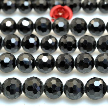 Natural Black Spinel faceted round loose beads gemstone wholesale jewelry making bracelet diy