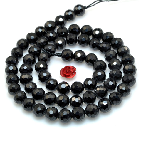 Natural Black Spinel faceted round loose beads gemstone wholesale jewelry making bracelet diy