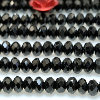 Natural Dainty Black Spinel Stone faceted rondelle beads wholesale loose gemstone for jewelry making minimalist bracelet necklace diy