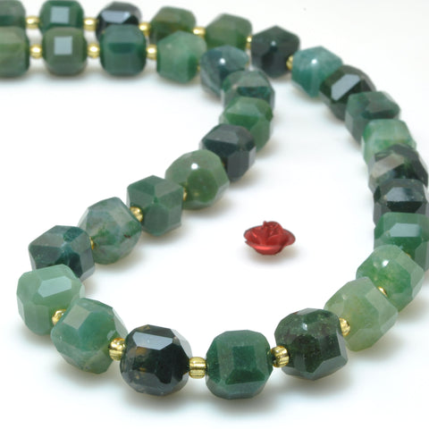 Natural Green Moss Agate Stone faceted cube beads wholesale gemstone for jewelry making DIY bracelets necklace