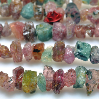 Natural rainbow tourmaline raw gemstone rough nugget chip beads 5-8mm