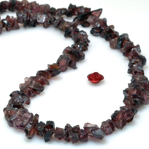 Natural raw red garnet gemstone rough nugget chip beads wholesale gemstone for jewelry making bracelet DIY