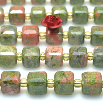 Natural Unakite Stone faceted cube beads wholesale gemstone green red for jewelry making bracelet necklace DIY