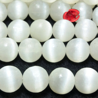 Genuine White Selenite Natural Stone smooth round loose beads white cat eye  gemstone wholesale jewelry making