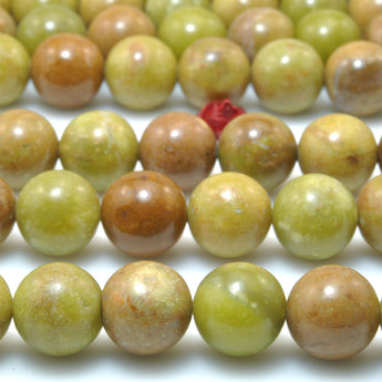 Natural Green Olive Opal smooth round beads wholesale gemstone for jewelry making bracelet necklace diy stuff