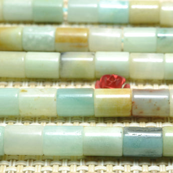 Natural Amazonite smooth tube loose beads wholesale gemstone for jewelry making diy bracelet
