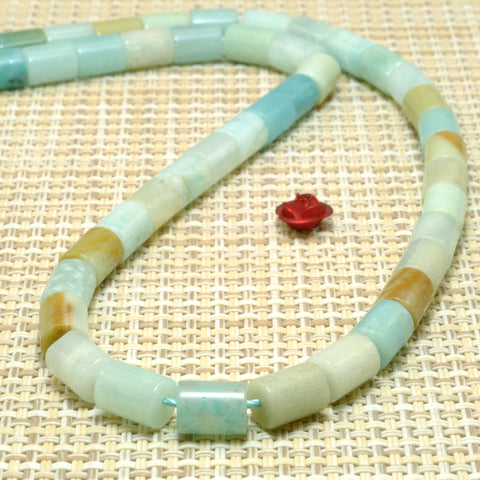 Natural Amazonite smooth tube loose beads wholesale gemstone for jewelry making diy bracelet