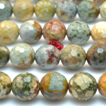 Natural Rocky Butte Picture Jasper faceted round beads wholesale gemstone for jewelry making bracelet DIY