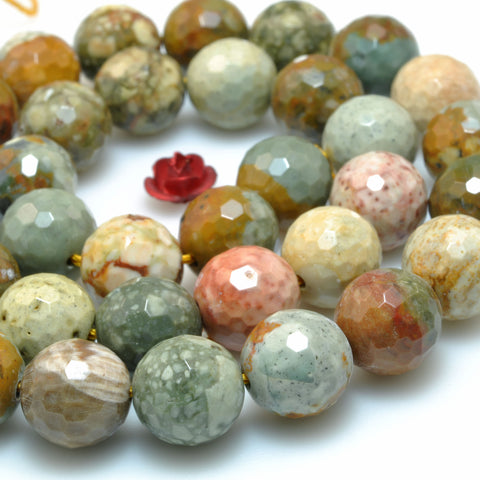 Natural Rocky Butte Picture Jasper faceted round beads wholesale gemstone for jewelry making bracelet DIY
