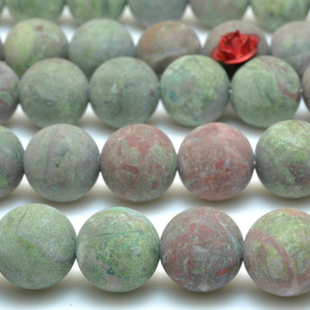 Natural Green Cuprite Jasper matte round beads rainforest jasper gemstone wholesale jewelry making