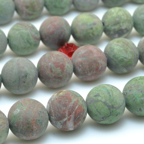 Natural Green Cuprite Jasper matte round beads rainforest jasper gemstone wholesale jewelry making