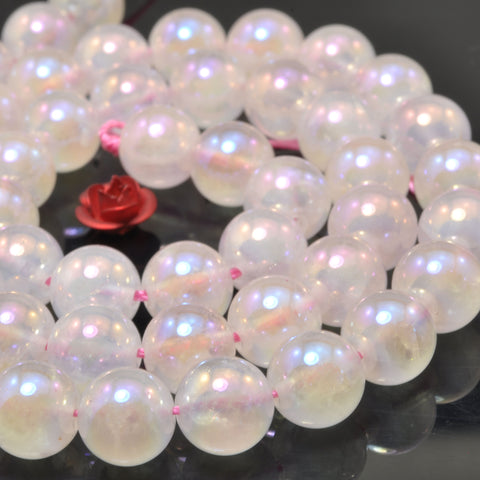 Titanium Rose Quartz Smooth Round Loose Beads Wholesale Gemstone Semi Precious Stone Bracelet Necklace For Jewelry Making