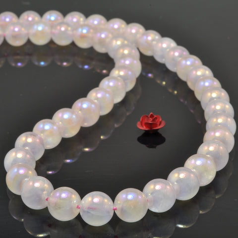 Titanium Rose Quartz Smooth Round Loose Beads Wholesale Gemstone Semi Precious Stone Bracelet Necklace For Jewelry Making