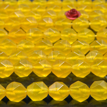 Yellow Jade star cut faceted nugget beads wholesale gemstone jewelry 15"