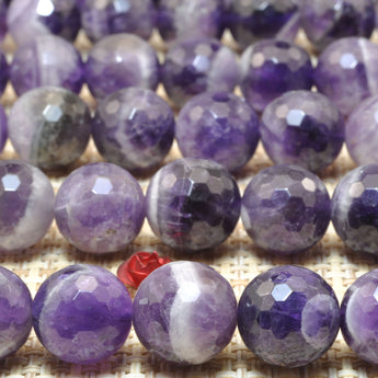 Natural Dog Teeth Amethyst faceted round beads wholesale gemstone jewelry making diy bracelet