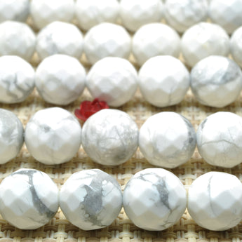 Natural white Howlite faceted round loose beads wholesale gemstone for jewelry making