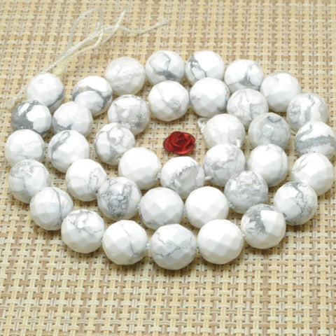 Natural white Howlite faceted round loose beads wholesale gemstone for jewelry making