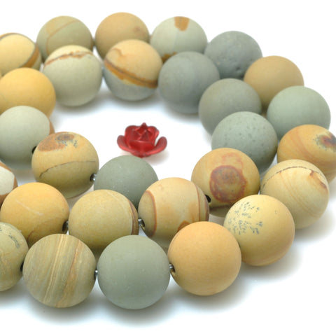 Natural Picture Jasper matte round beads wholesale gemstone jewelry making 15''