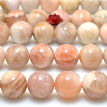 YesBeads natural Sunstone smooth round loose beads wholesale gemstone jewelry 15"