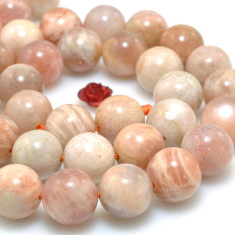 YesBeads natural Sunstone smooth round loose beads wholesale gemstone jewelry 15"