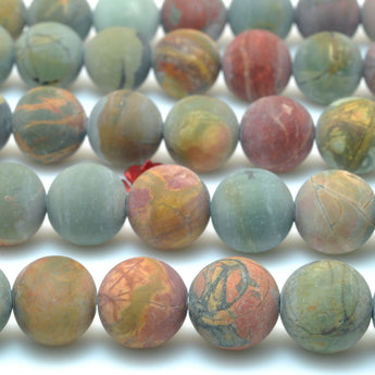 YesBeads Natural Red Creek Jasper matte round beads picasso jasper gemstone wholesale jewelry making 15"