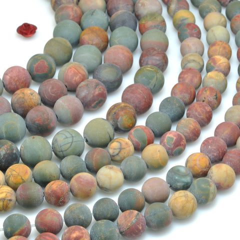 YesBeads Natural Red Creek Jasper matte round beads picasso jasper gemstone wholesale jewelry making 15"