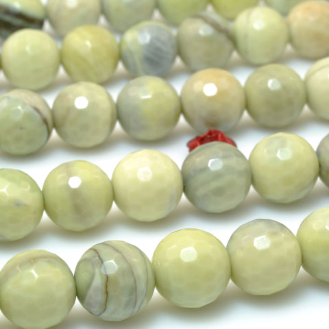 Natural Butter Jade faceted round beads wholesale loose gemstones jewelry making diy 15"