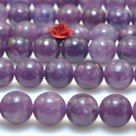 Natural Purple Lepidolite smooth round loose beads wholesale gemstone jewelry 8mm 6mm 15"