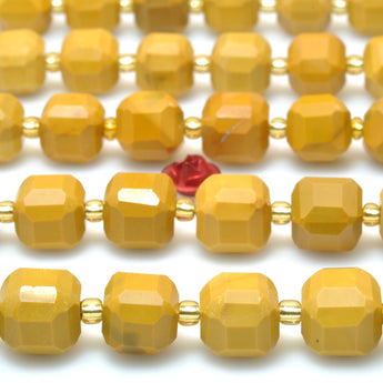 Natural Yellow Mookaite Stone faceted cube loose beads wholesale gemstone for jewelry making bracelet necklace diy