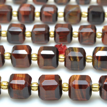 Red tiger eye faceted cube loose beads wholesale gemstone semi precious stone for jewelry making DIY