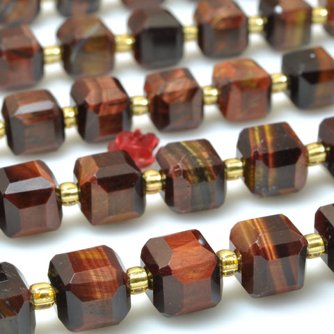 Red tiger eye faceted cube loose beads wholesale gemstone semi precious stone for jewelry making DIY