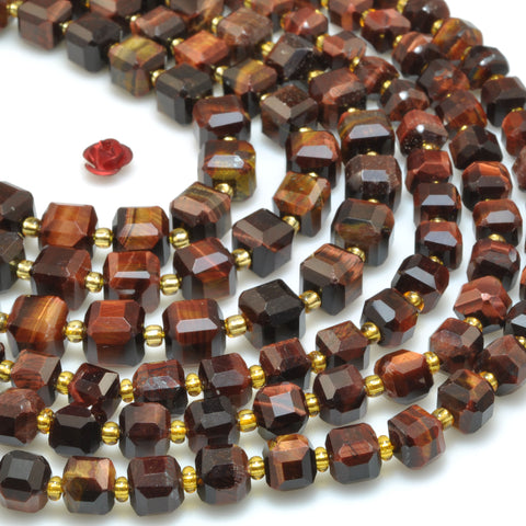 Red tiger eye faceted cube loose beads wholesale gemstone semi precious stone for jewelry making DIY