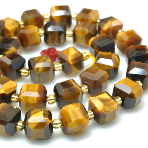 Natural Yellow Tiger Eye faceted cube loose beads wholesale gemstone semi precious stone for jewelry making DIY bracelet