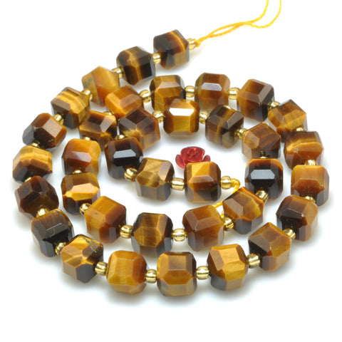 Natural Yellow Tiger Eye faceted cube loose beads wholesale gemstone semi precious stone for jewelry making DIY bracelet